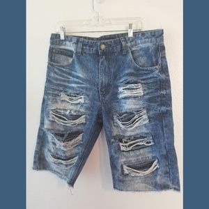 Victorious Ripped and Distressed Denim Shorts 34